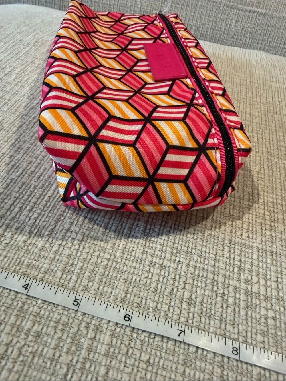 Clinique Pink and Yellow Geometric Cosmetic Pouch